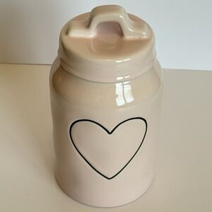 Rae Dunn Pink Heart Canister w Lid Ceramic Kitchen Storage Farmhouse Decor